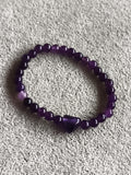Bracelet perles violettes améthyste naturelle, pierre fine, bijou élastique