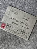 Lettre ancienne oblitérée France 1953 timbre rouge philatélie (Ref 1)