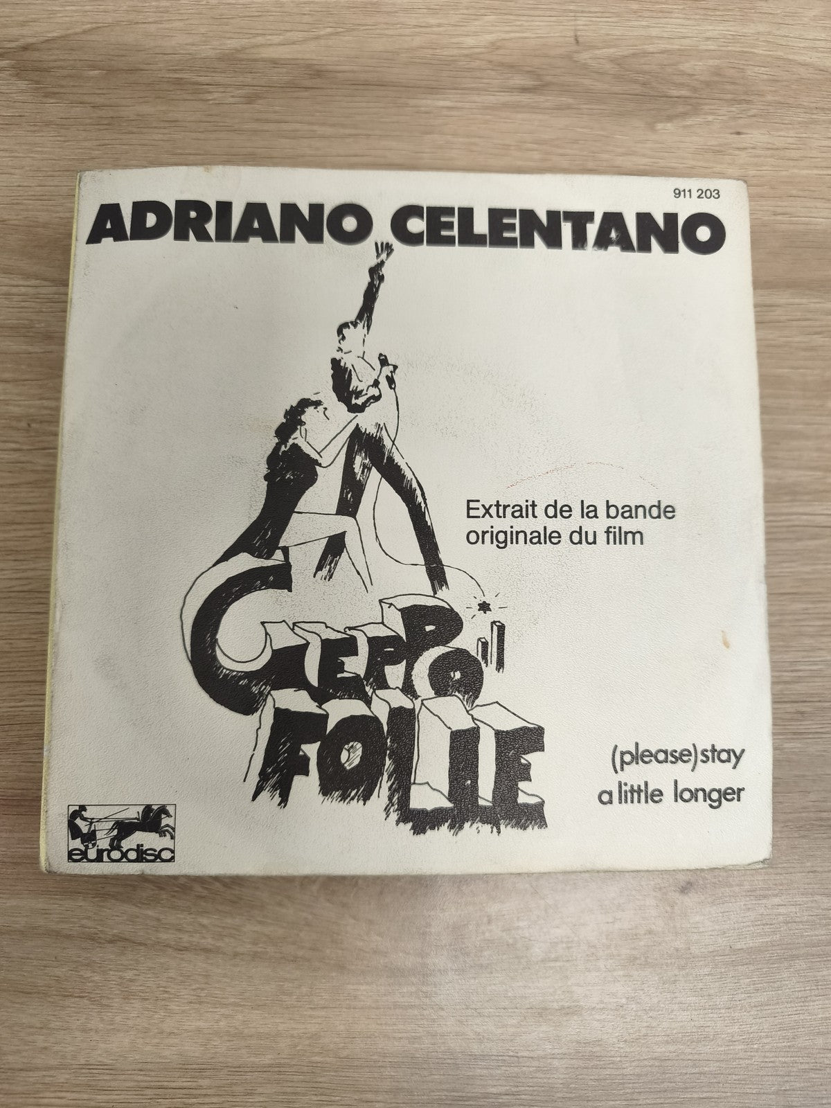 Vinyle 45T Adriano Celentano Geppo Folle BOF Eurodisc pochette illustrée