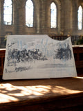 Esquisse originale abstraite encre crayon, dessin vintage composition unique