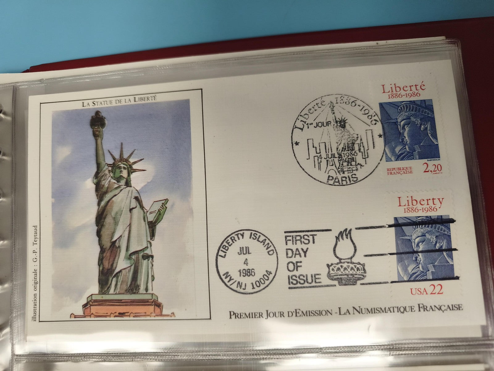 Enveloppe premier jour d?émission FDC Statue de la Liberté 1886-1986 timbres