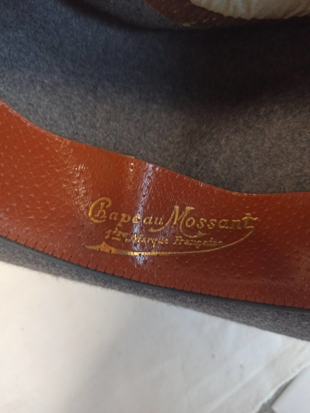 Chapeau homme vintage Mossant gris feutre ancien rétro accessoire élégant