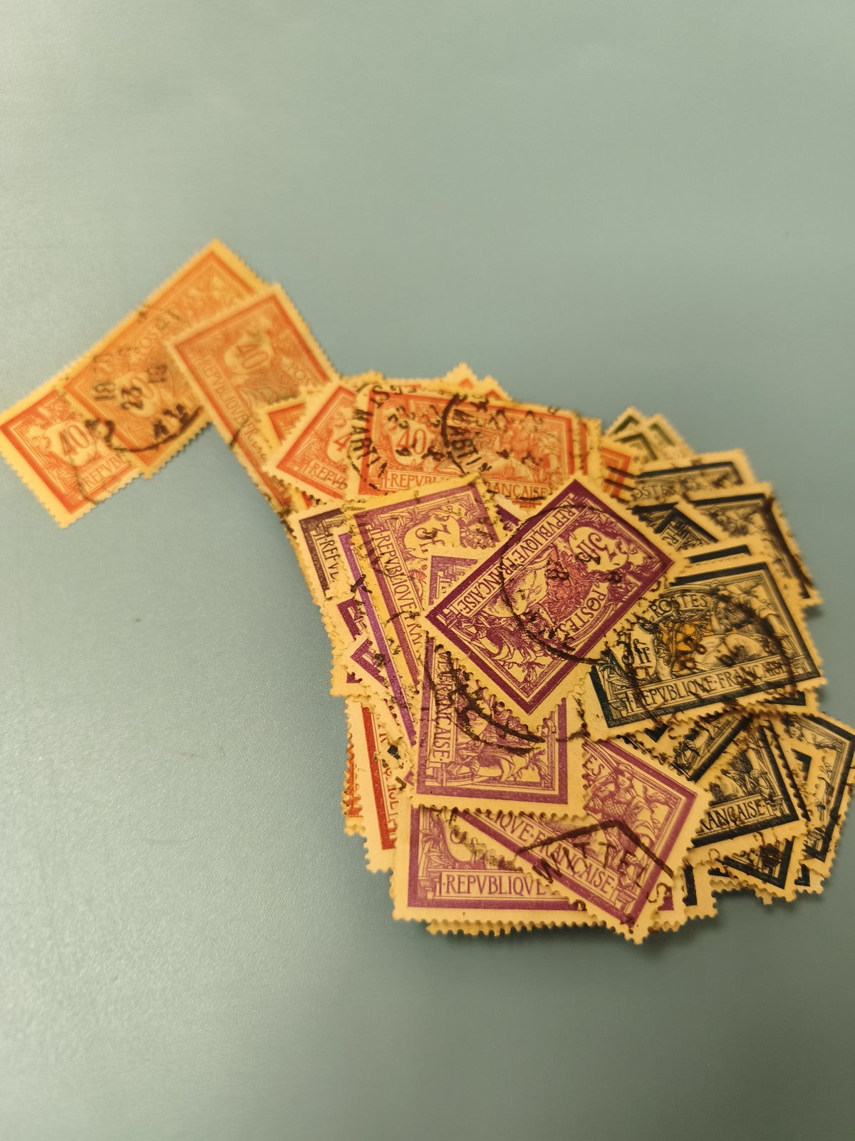 Gros lot anciens timbres France oblitérés couleurs variées collection (Ref 2)