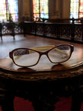 Monture lunettes vintage Thierry Mugler écaille bordeaux beige femme rétro