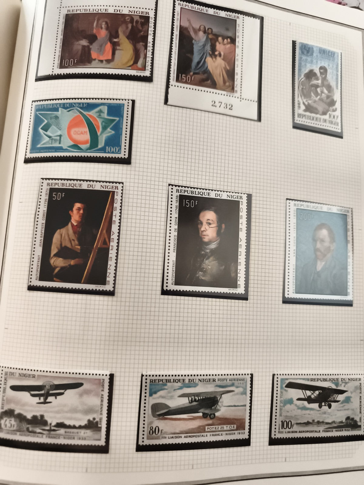 Timbres neufs République du Niger années 70 peintures avions thématiques rares
