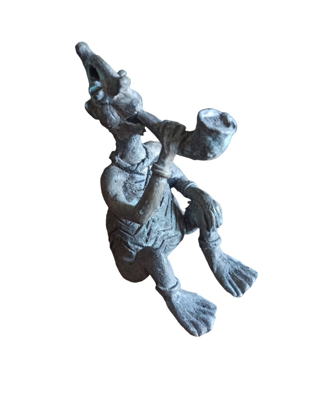 Sculpture figurative africaine bronze musicien XXe décor tribal