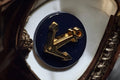 Bouton marine militaire France, ancre dorée fond bleu uniforme veste blazer