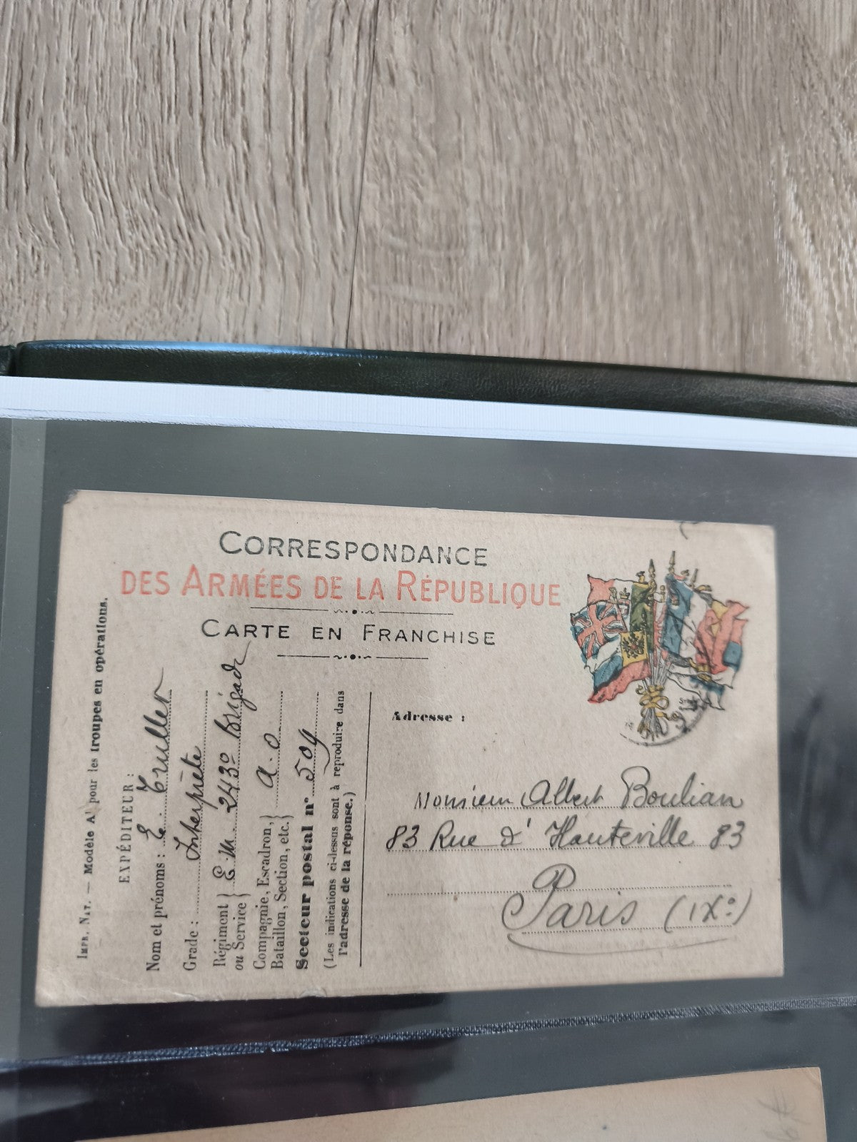 Ancienne carte postale militaire oblitérée Armées de la République philatélie