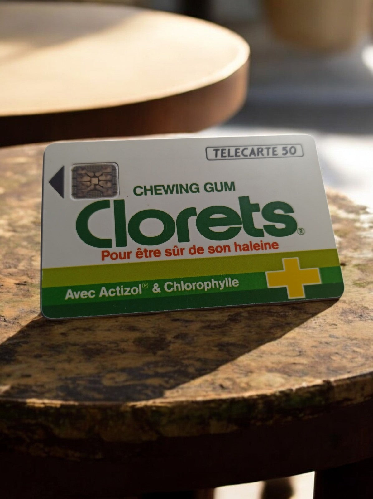 Télécarte 50 unités Clorets vintage pub chewing-gum, carte téléphonique rare
