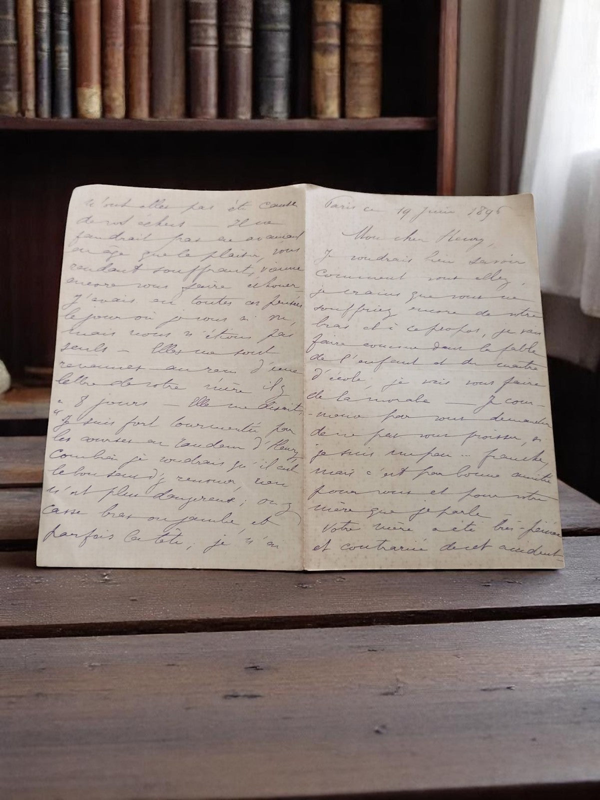 Lettre manuscrite ancienne 1895 Paris, santé, amitié, vintage écriture