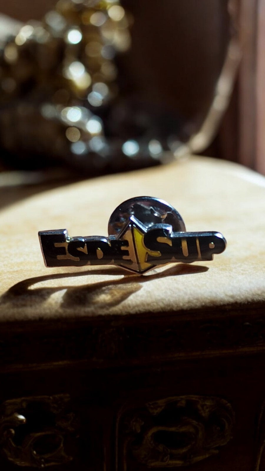 Pin's vintage ESDE SUP métal, badge ancien collection, finition brillante