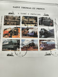 Timbres locomotives S. Tomé e Príncipe trains vapeur électriques oblitérés