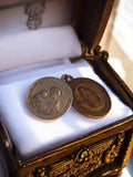 Médaille religieuse catholique vintage Saint Joseph & Vierge, aspect bronze