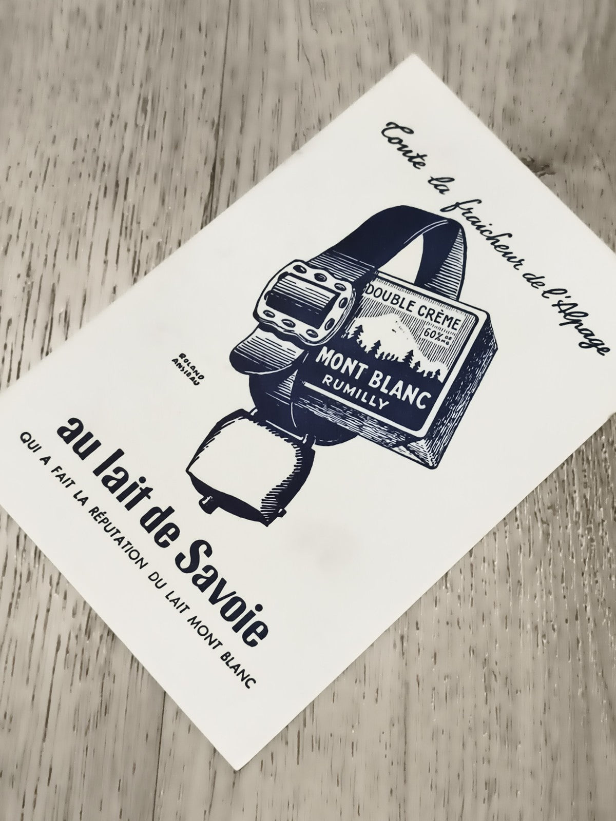 Publicité ancienne Mont Blanc lait Savoie Rumilly illustration rétro laitage