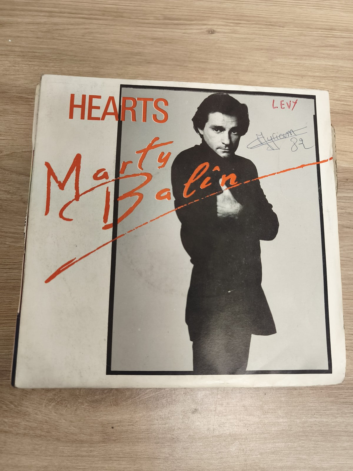 Vinyle 45 tours Marty Balin Hearts pochette illustrée noir et blanc (Ref 4)