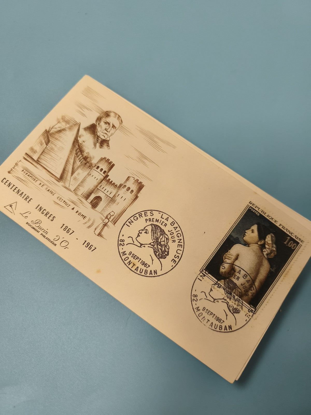 Enveloppe FDC premier jour émission Ingres La Baigneuse Montauban 1967 (Ref 11)