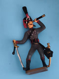 Figurine ancienne soldat plomb officier Empire sabre jumelles uniforme gris