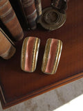 Boucles d’oreilles vintage rectangulaires dorées rose clips fantaisie