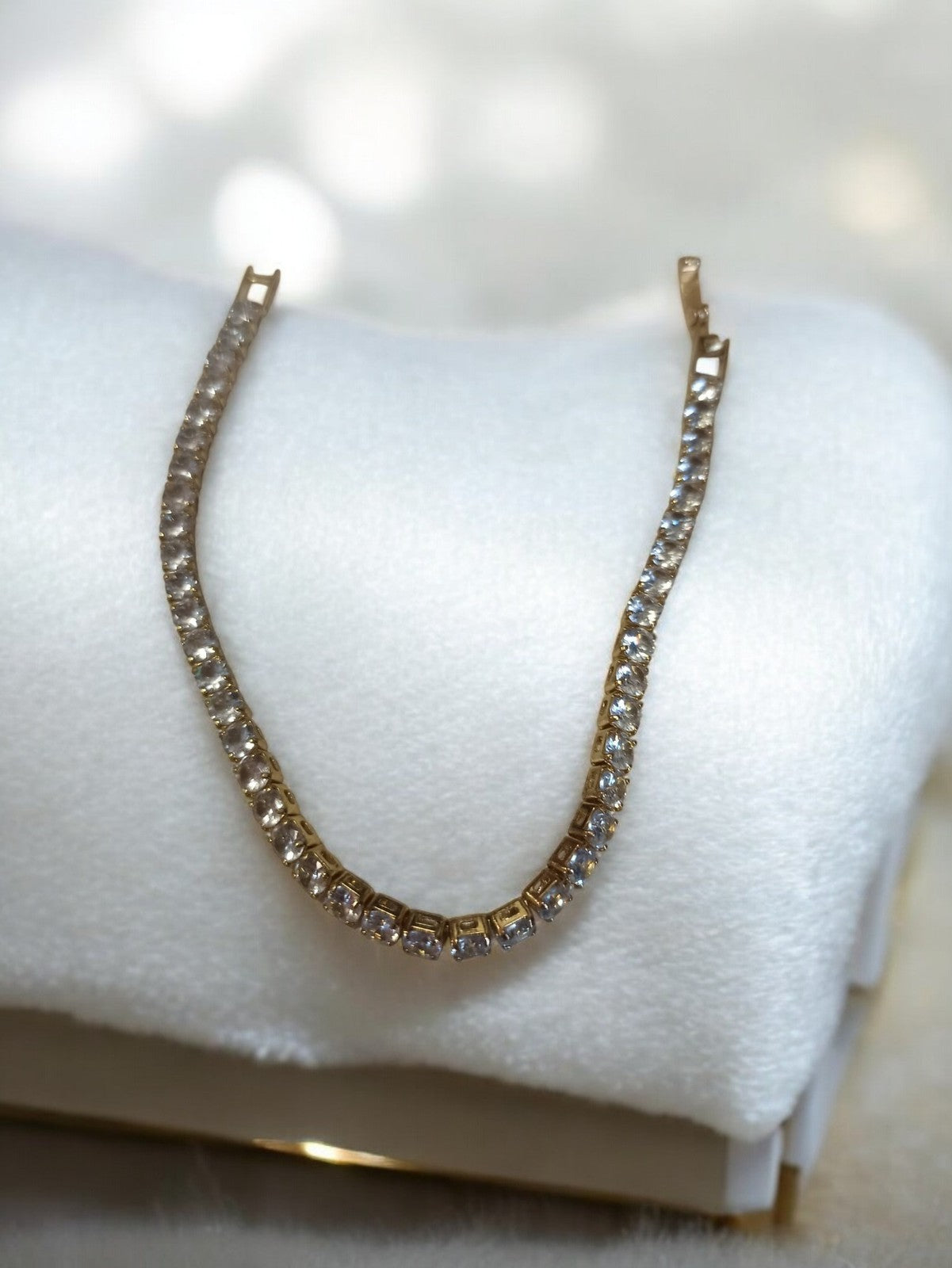 Bracelet vintage rétro fantaisie ancien doré strass, bijou d'occasion élégant