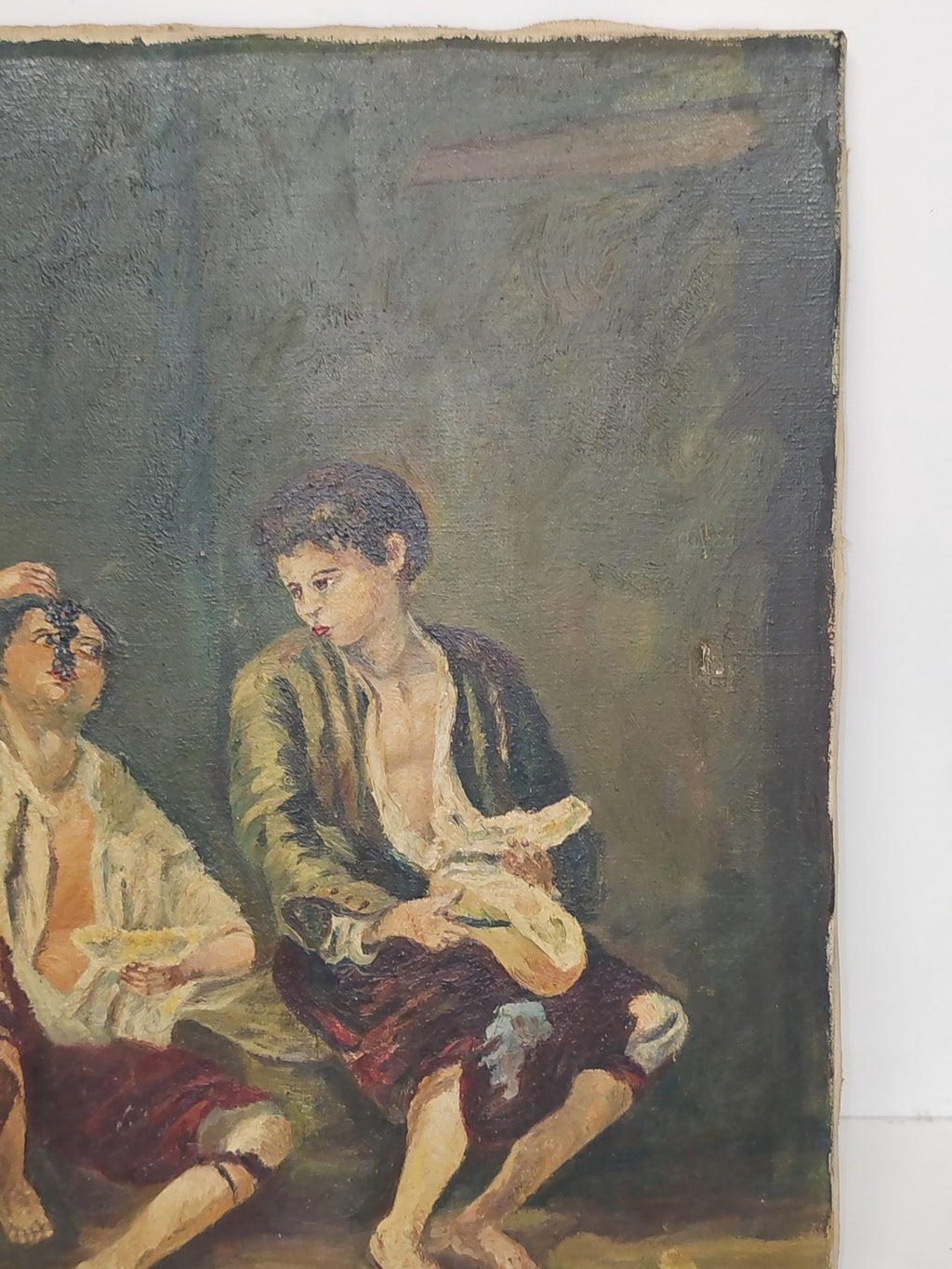 Ancien tableau vintage signé Bouby, peinture sur toile datée 1950, art rétro