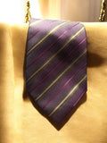 Cravate vintage Pappagallo rayée violet or rétro élégant homme accessoire