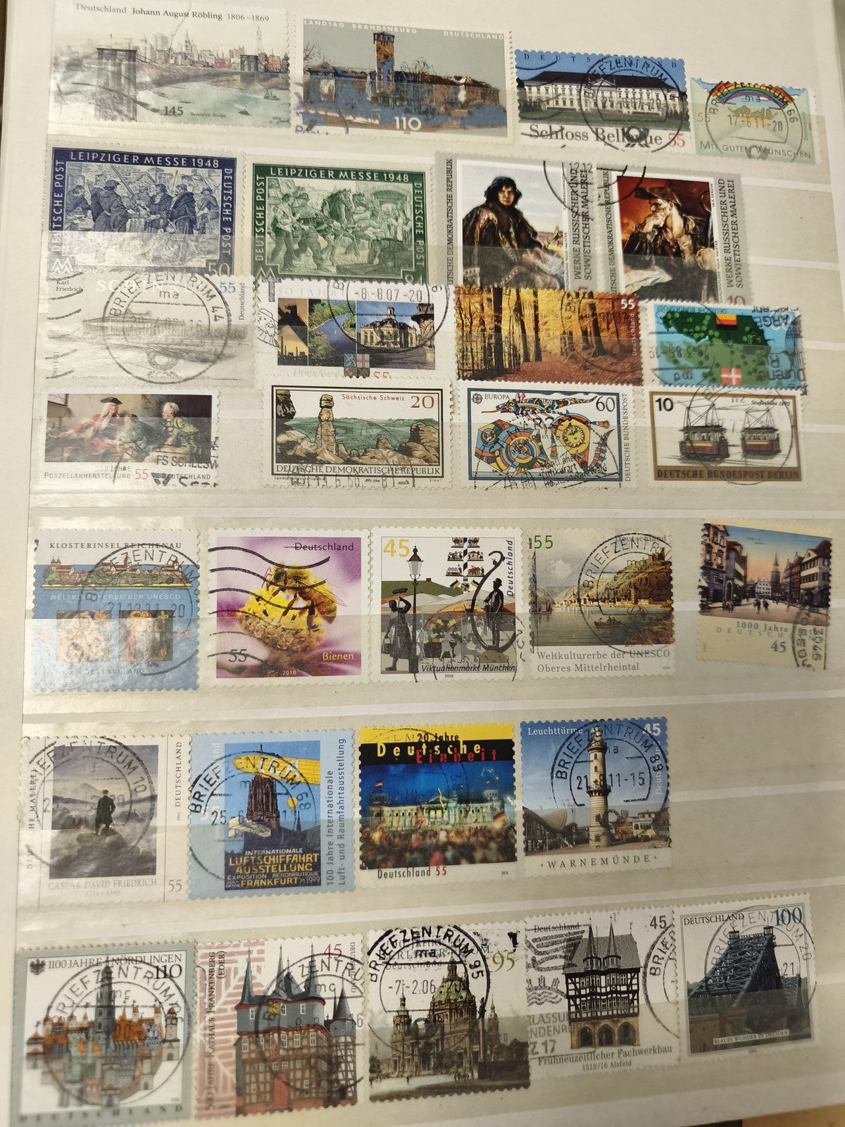 Lot de timbres d?occasion Allemagne, motifs variés, oblitérés, couleurs multiple