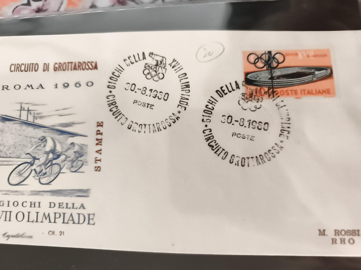 Lettre ancienne Jeux Olympiques Rome 1960, Circuit Grottarossa, cachet philatéli