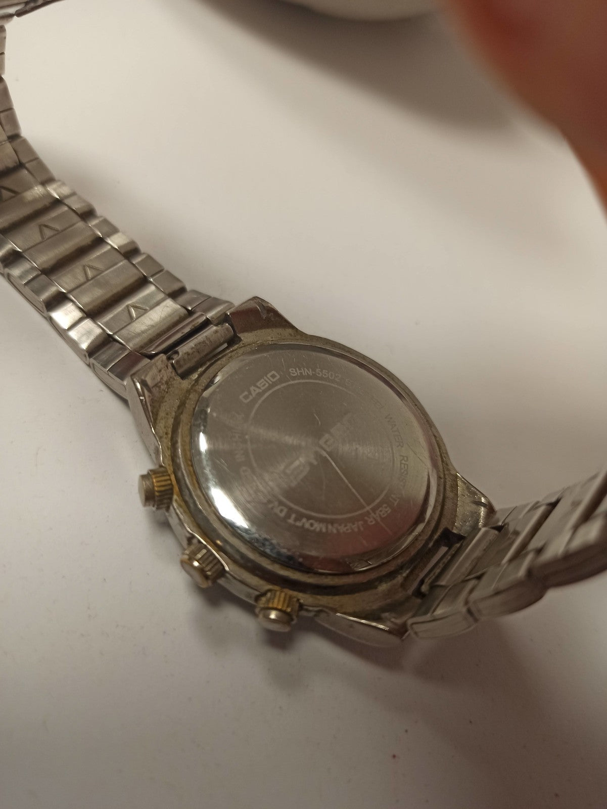 Montre Casio Sheen homme, bracelet métal, cadran noir, chrono, d'occasion