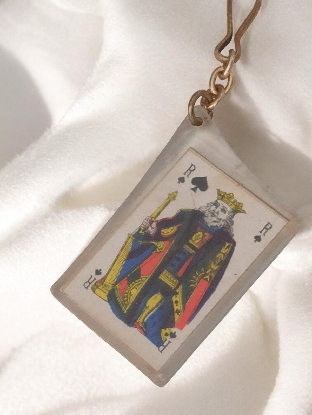 Porte-clés vintage Roi de Pique rétro ancien, publicité jeu de cartes