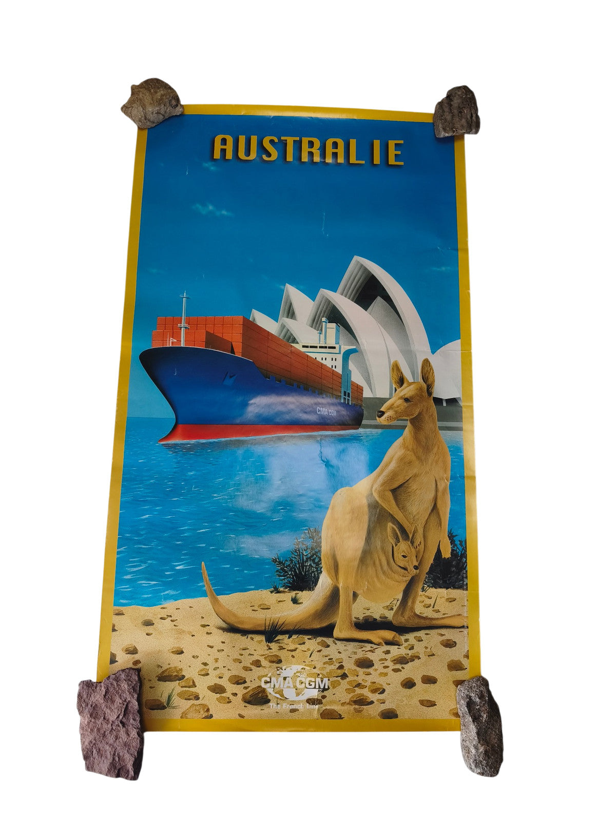 Old vintage CMA CGM Australia poster large retro marine decoration collect