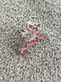 Pin's vintage tête de girafe émaillée rose argenté badge animalier (Ref 10)