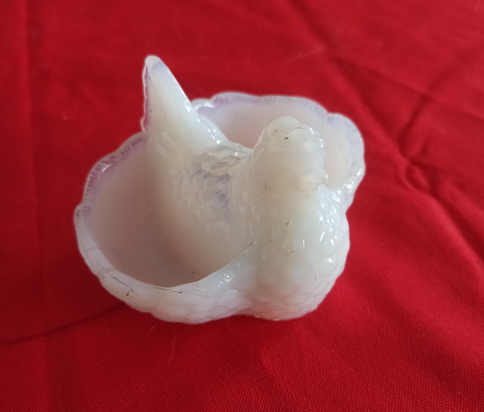 Sculpture oiseau opaline blanche vintage 1970s déco verrerie rétro
