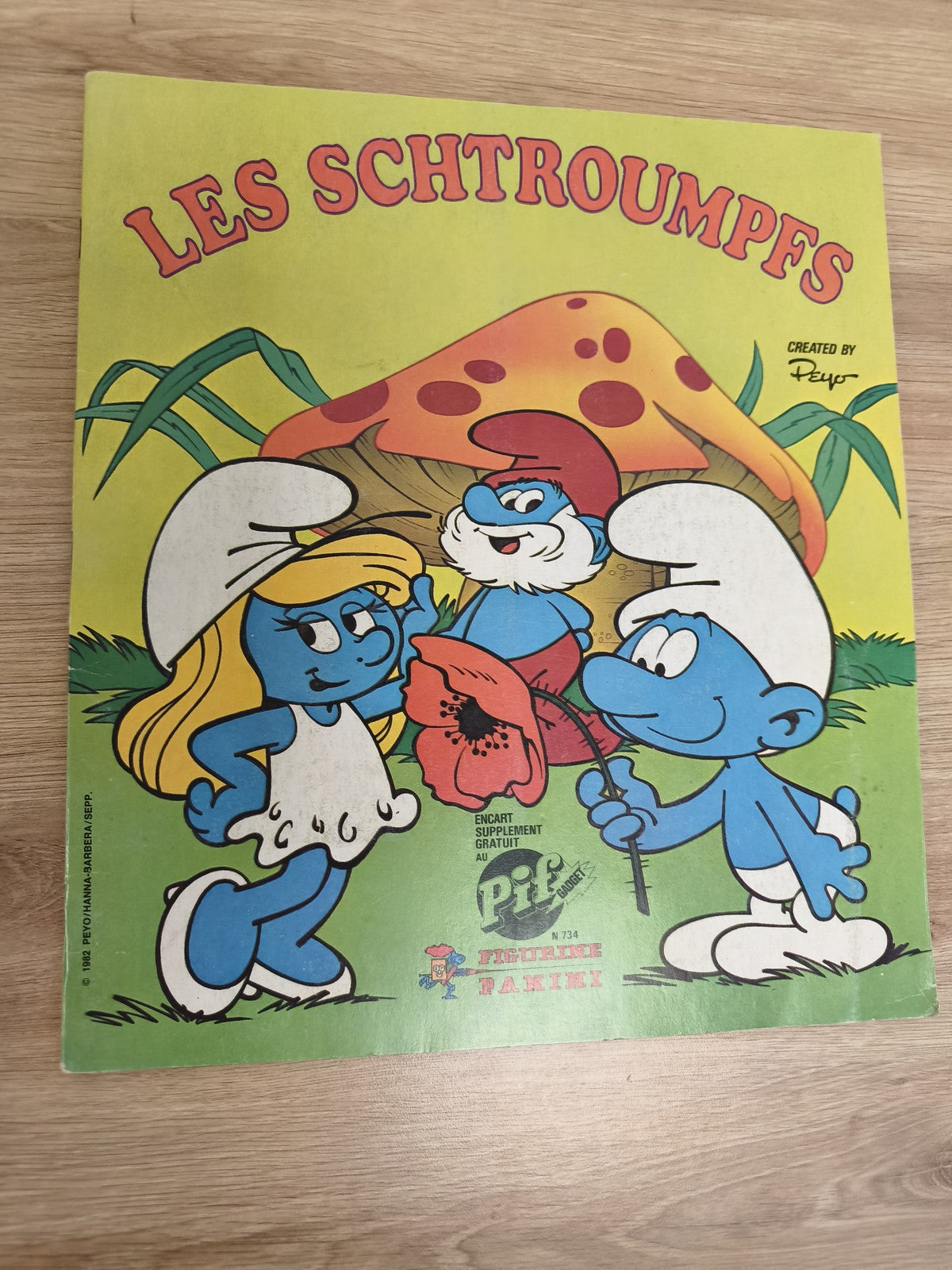 Vintage album Panini Les Schtroumpfs incomplet Pif Gadget 1982 collection