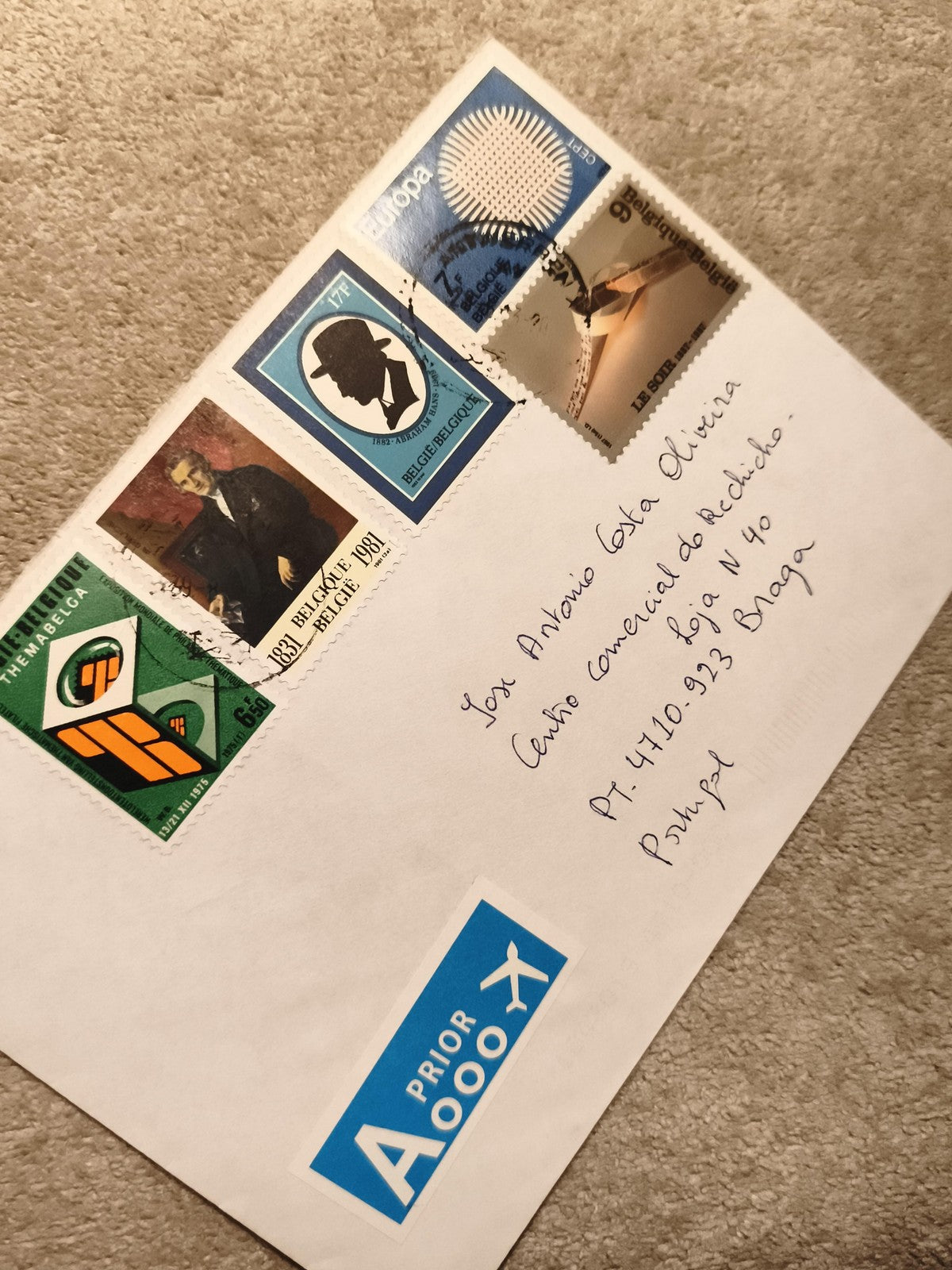 Lettre affranchie Belgique 1981 timbres Europa prioritaire philatélie (Ref 8)