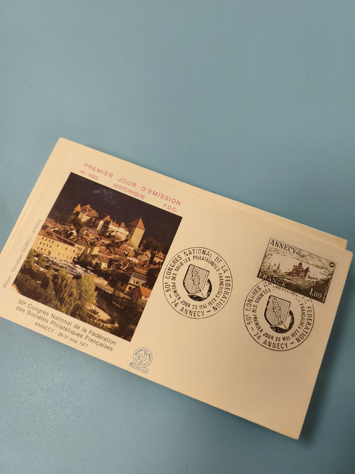Enveloppe premier jour d?émission FDC Annecy 1977 illustration paysage timbre