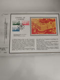 Feuillet CEF Conseil de l’Europe Strasbourg 3 timbres oblitérés illustration Bri