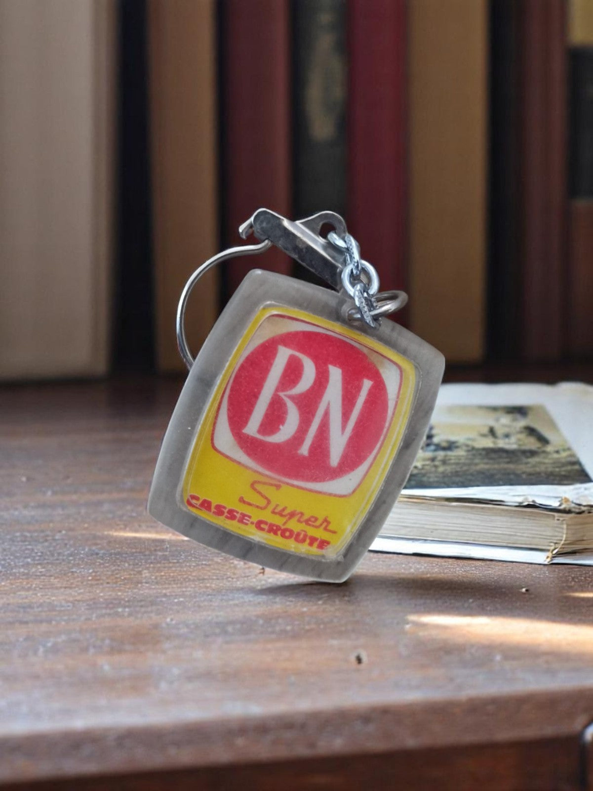 Porte-clés BN Super casse-croûte vintage métal rétro pub années 70