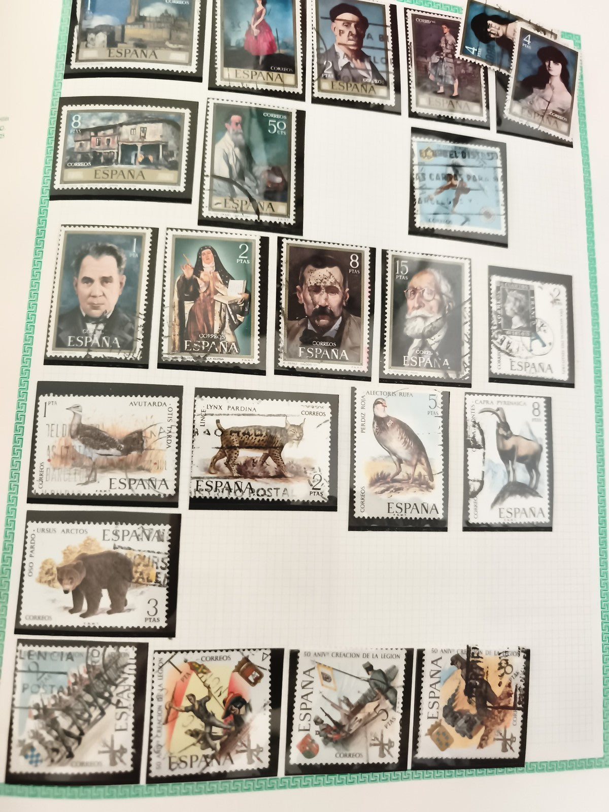 Timbres Espagne oblitérés animaux personnages paysages lot philatélie