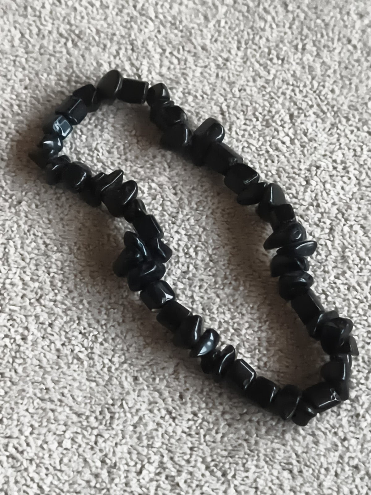 Bracelet pierres naturelles noires, élastique, perles irrégulières, bijou fantai
