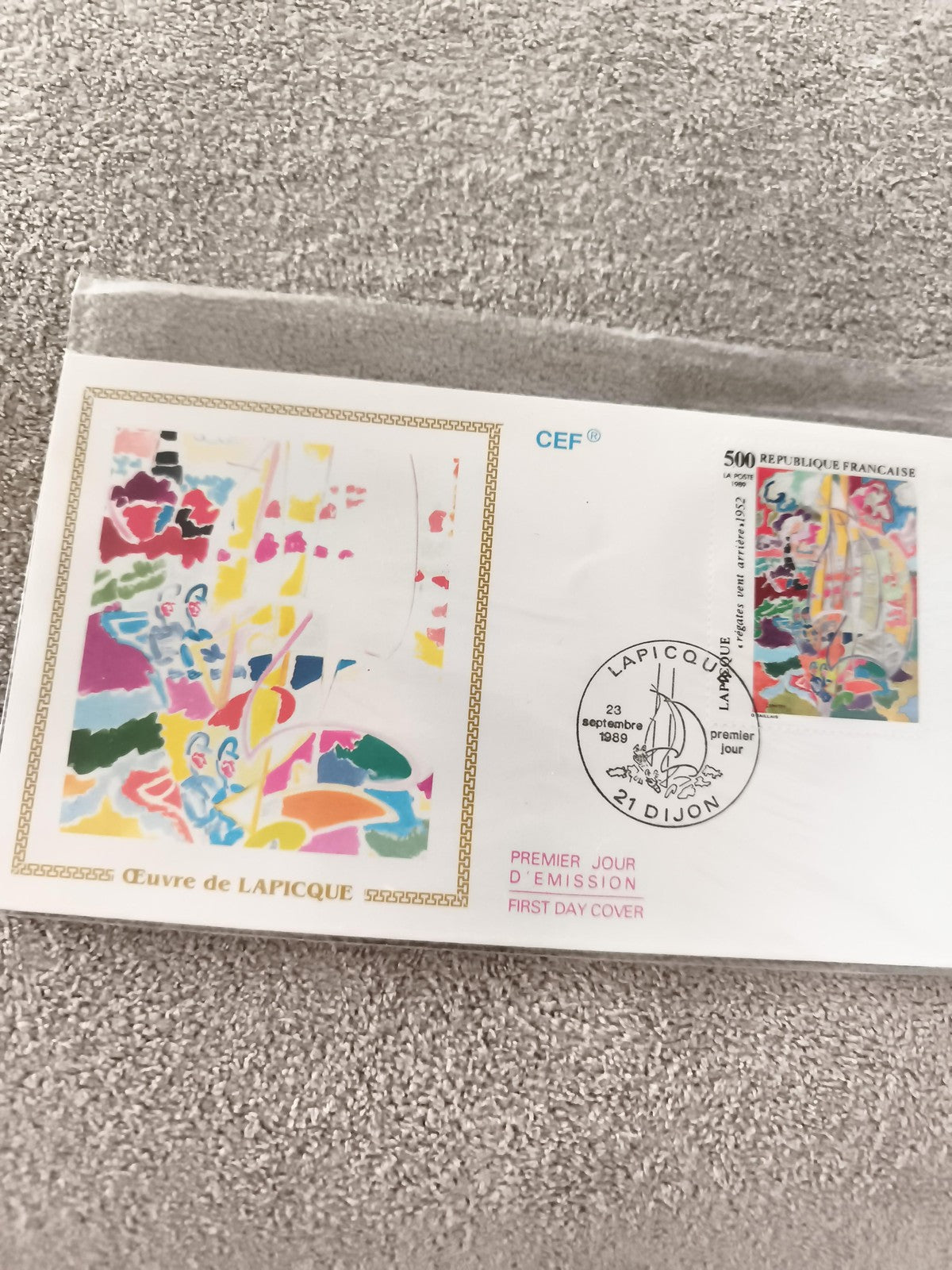 Enveloppe Premier Jour Lapicque 1989 CEF FDC art abstrait timbre France