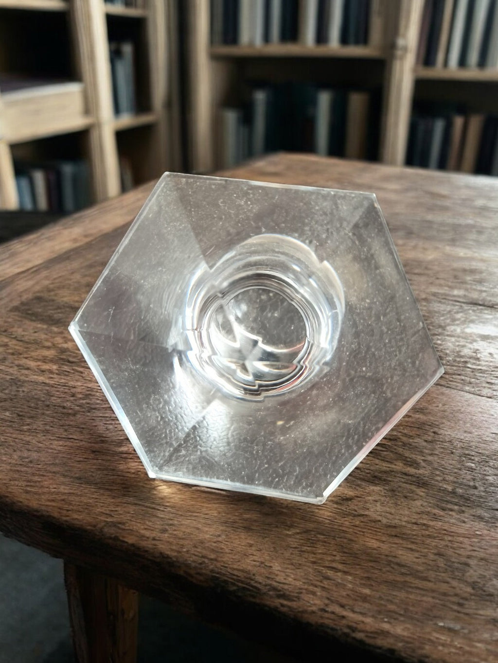 Bouchon carafe hexagonal cristal taillé ancien, vintage rétro déco