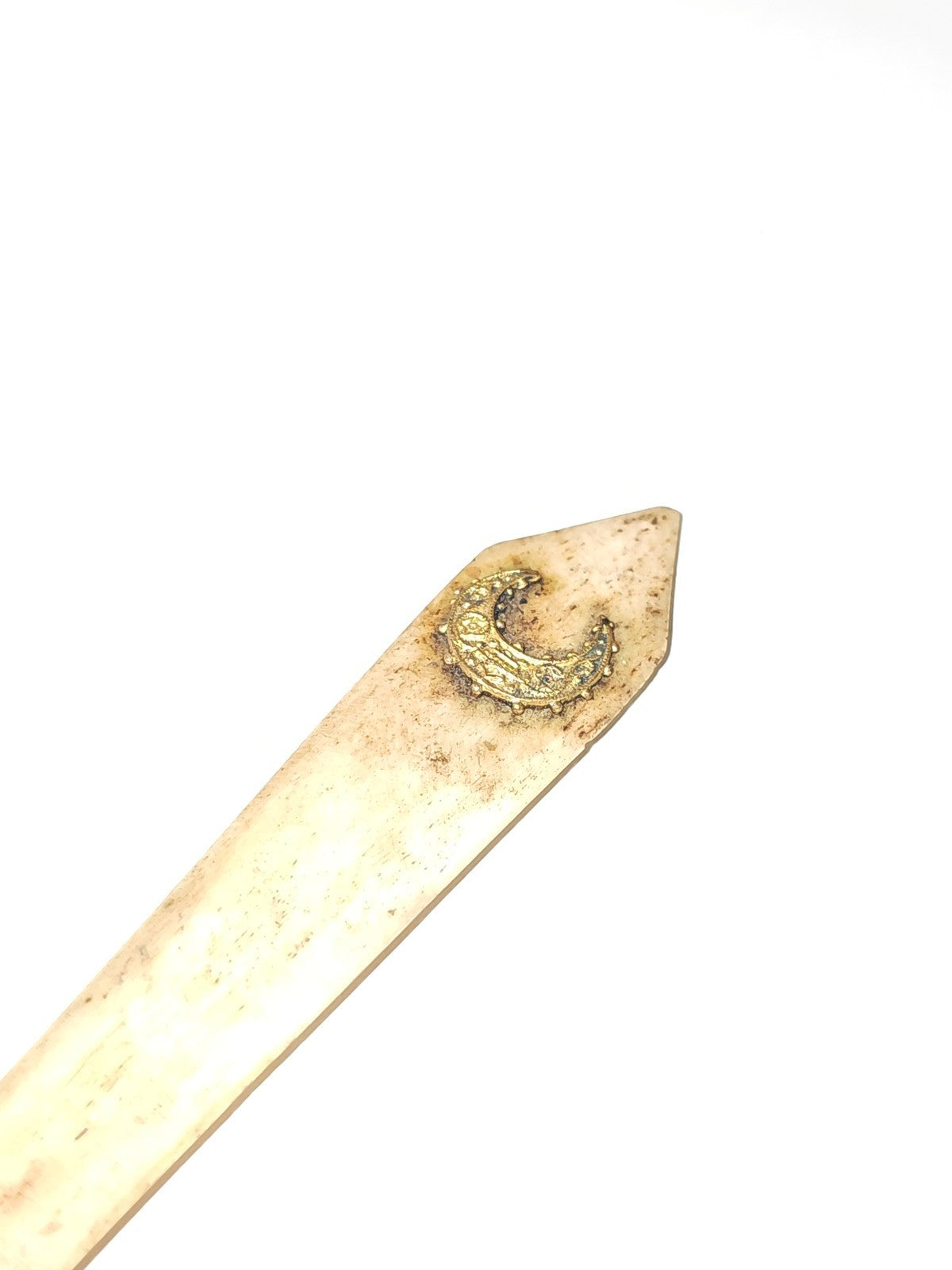 Vintage old carved bone pen holder, writing collectible, retro art object