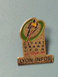 Vintage pin's Lyon Infos Le Tour 91 cyclisme départ Grand Lyon collection