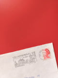 Enveloppe philatélie oblitérée Champagnole timbre rouge Marianne 2,20F