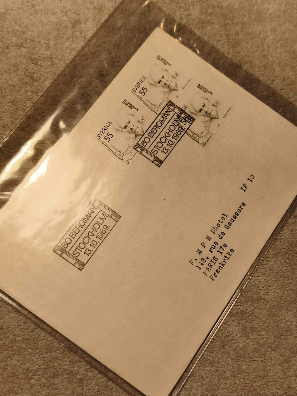 Lettre affranchie Suède 1990 timbres 55 S Stockholm cachet Bobergman philatélie