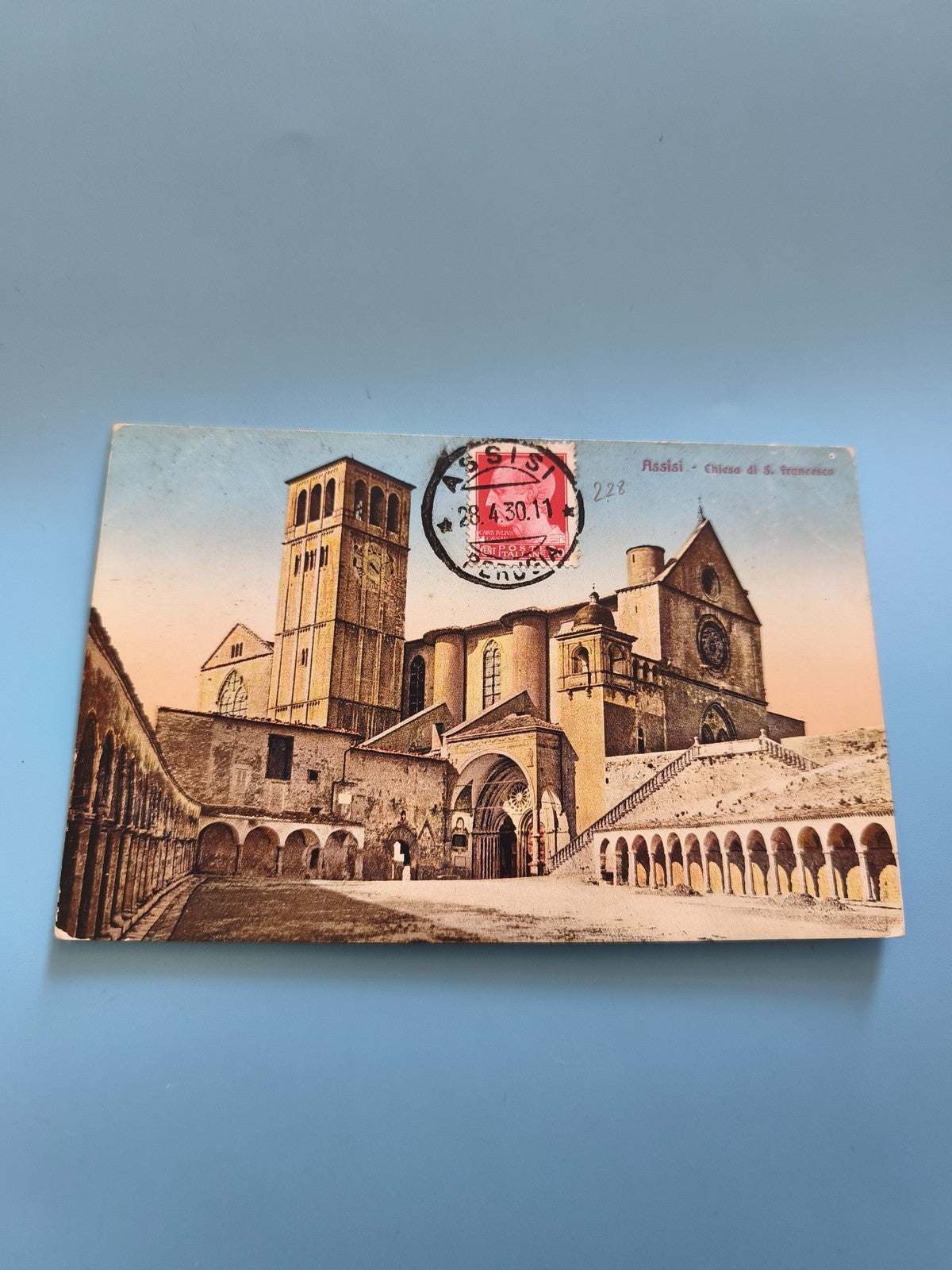 Carte postale ancienne vintage Assise Italie, vue pittoresque, collection rétro