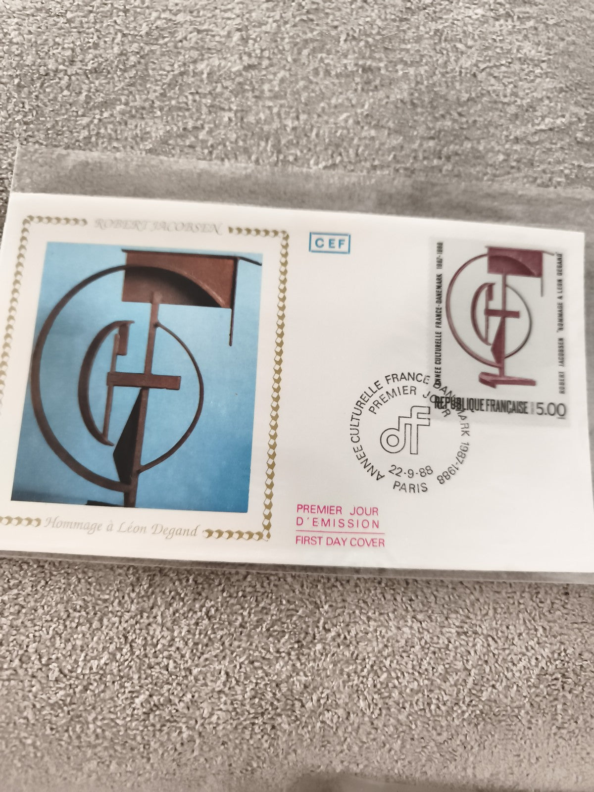 FDC Hommage à Léon Degand Robert Jacobsen 1988 CEF Premier Jour philatélie