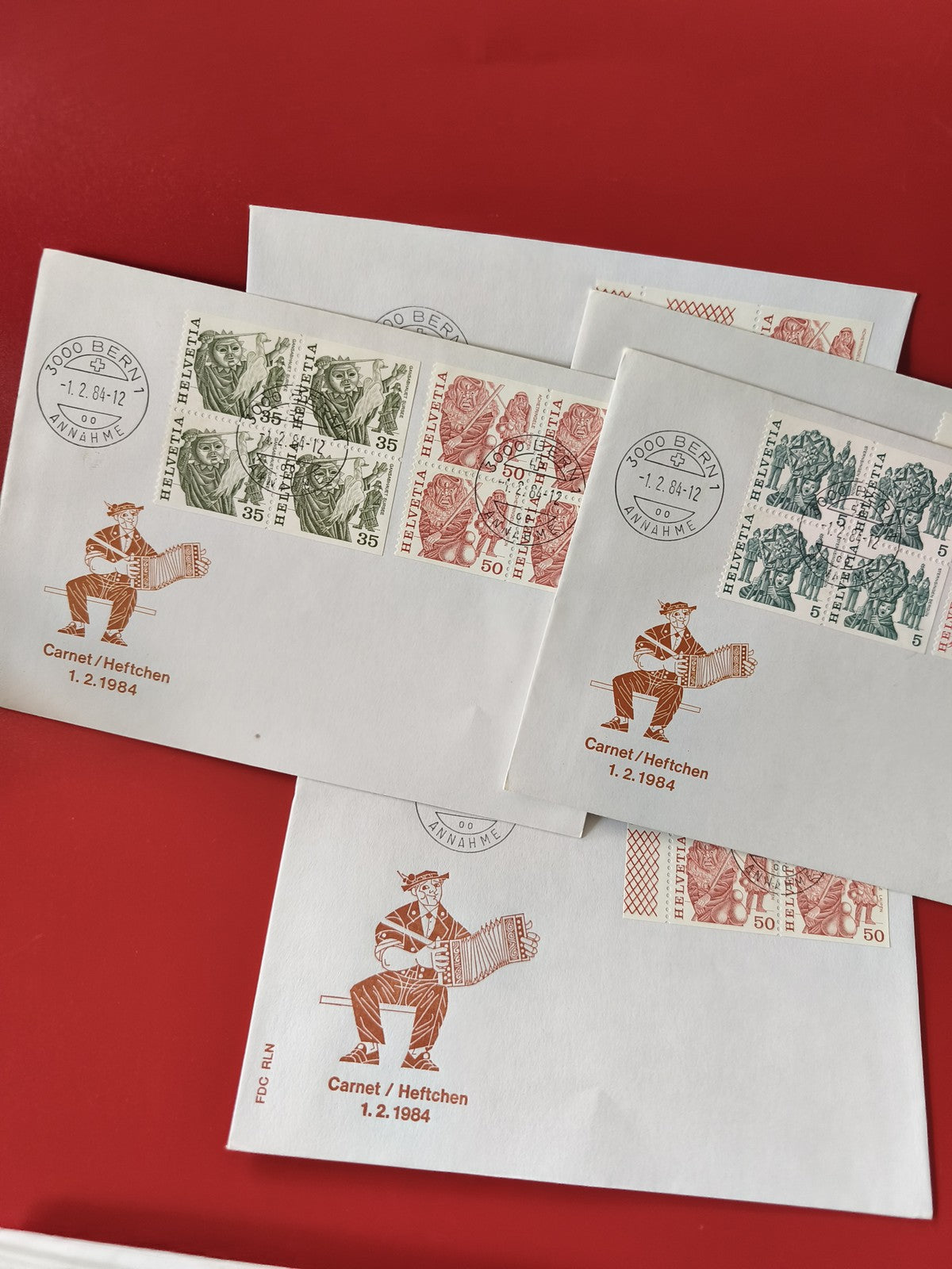 Lot enveloppes timbrées Helvetia Suisse 1984 illustrées oblitérées Bern