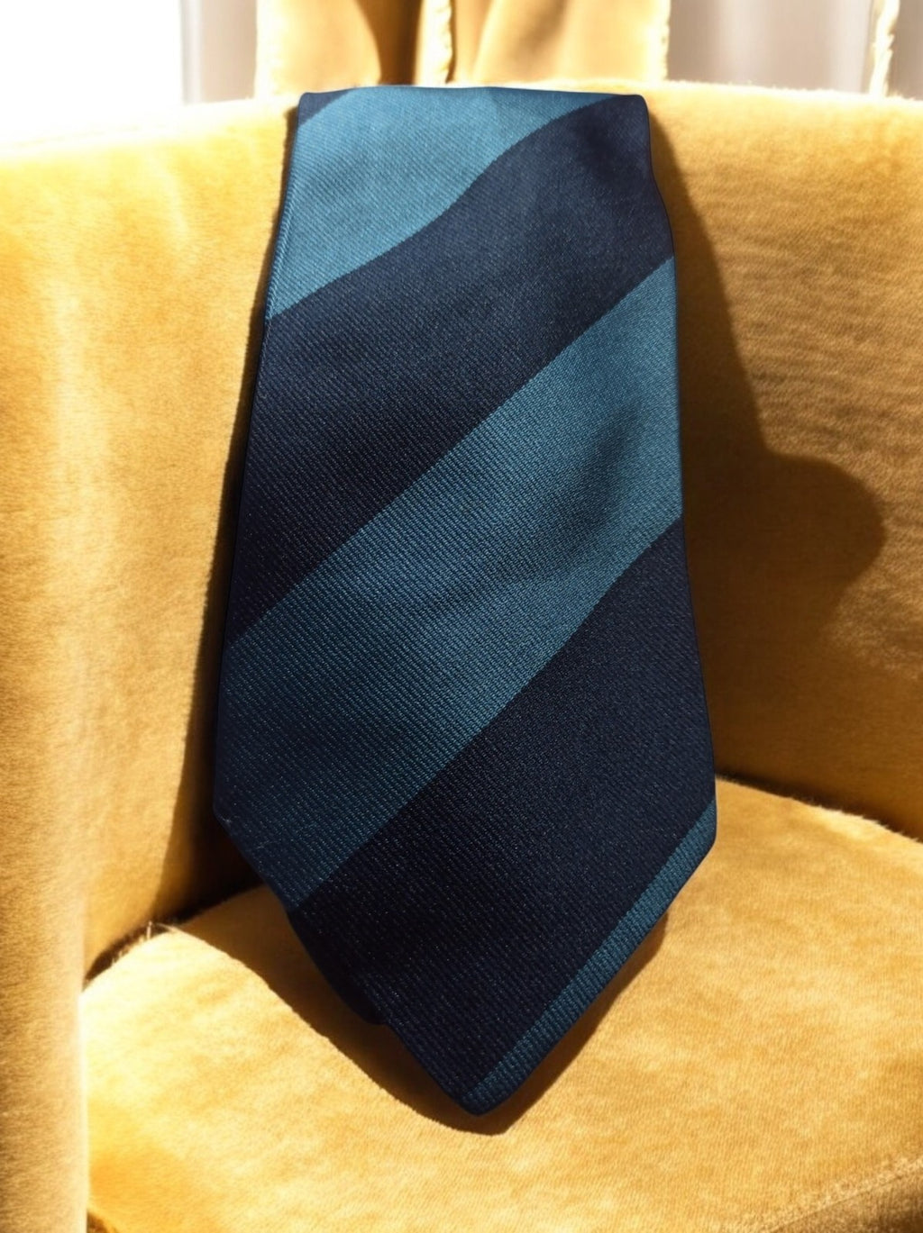 Cravate vintage Amaline Italie rayures bleu vert élégant rétro homme