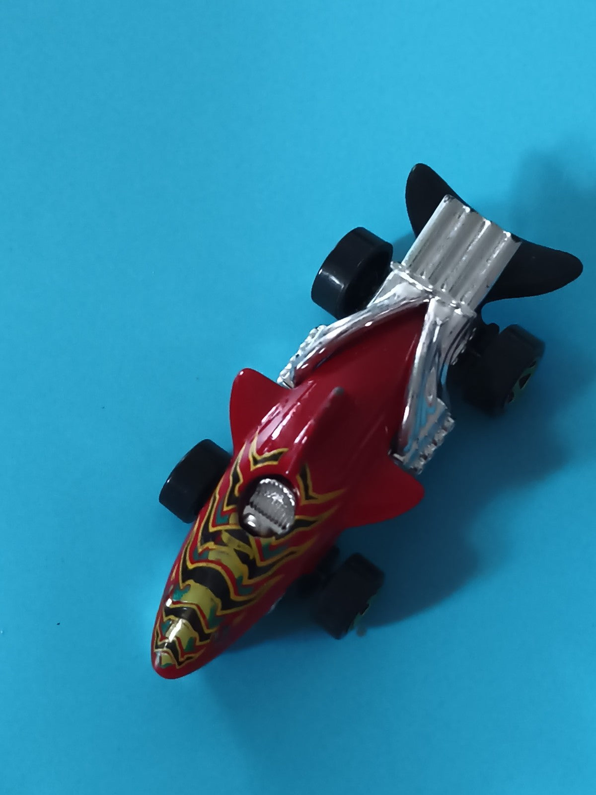 Voiture miniature rouge Hot Rod décor flamme, véhicule jouet métal